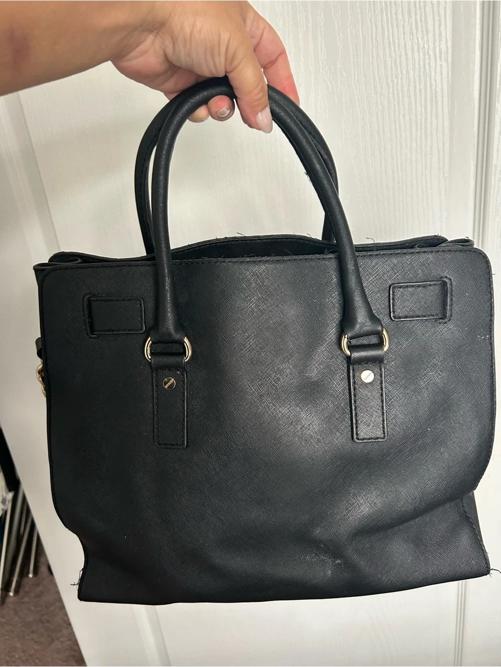 Michael is Kors Black Saffiano Leather Tote with Gold Hardware